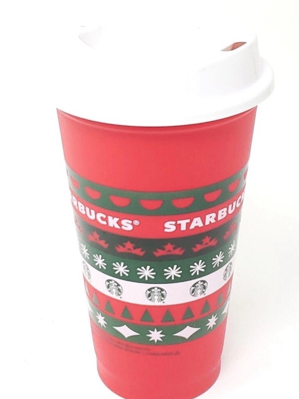 Starbucks Red and Green Holiday Travel Cup with White Lid